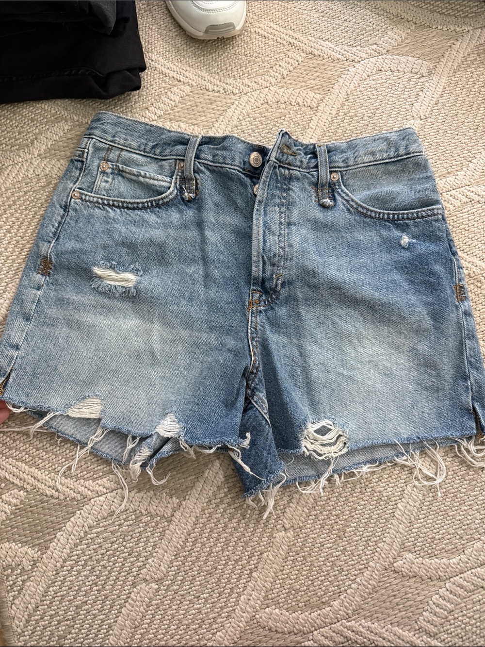 We The Free Washed Blue Distressed Jean Shorts
